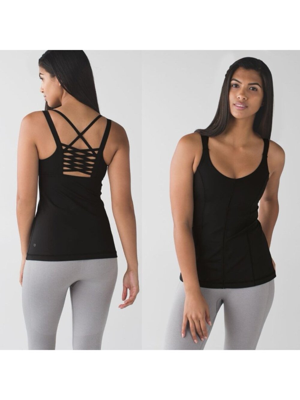 Lululemon Hot To Street Black Strappy Back Tank Top Work Out Gym Running Size 4